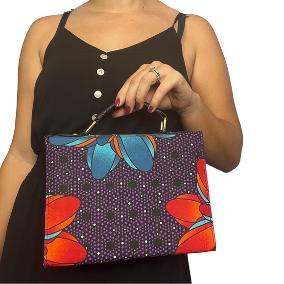 NEW Ankara African Print Multicolored Convertible Crossbody Purse Handbag - Picture 8 of 9